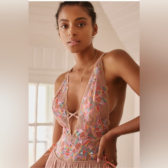 NWT Cosabella for Anthropologie Floral Embroidered Bodysuit - Picture 3 of 4